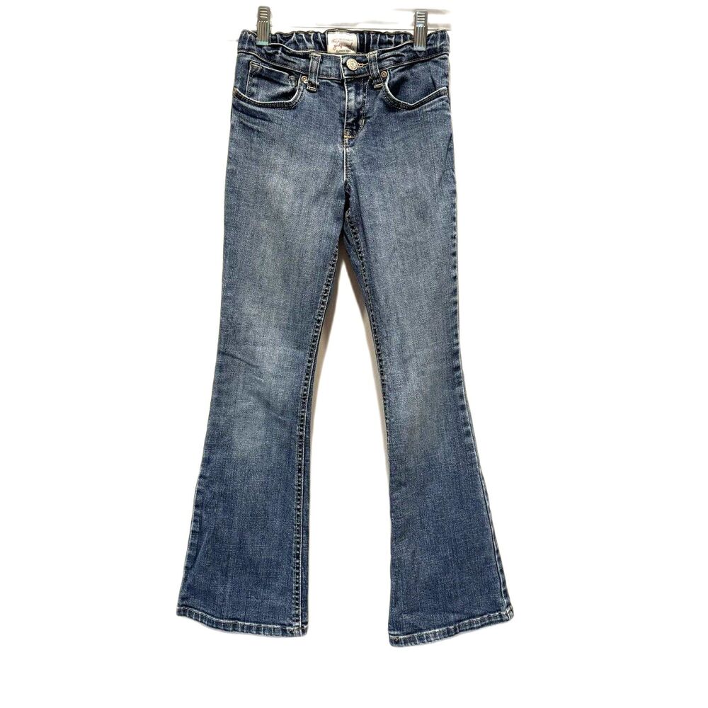 Vintage Old Navy Jeans Mid Rise Flare Leg Y2K Adjustable Waist Girls sz 10 Slim